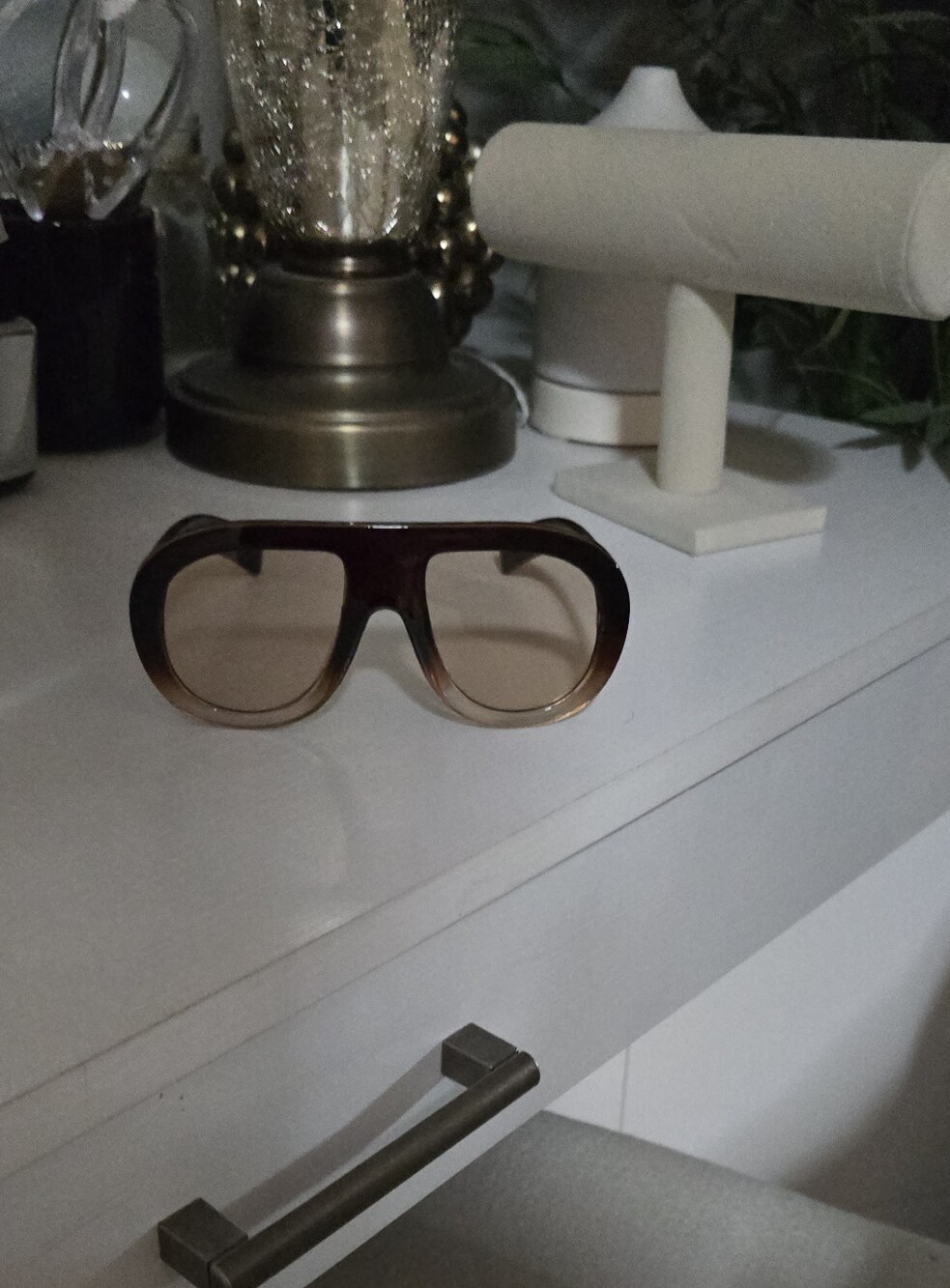 Brown Gradient Oversized Shield Sunglasses - Unbranded
